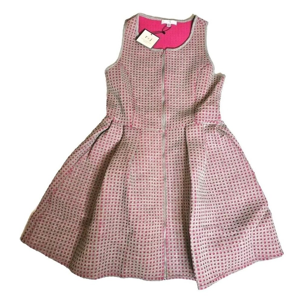 Romeo And Juliet Couture Gray/ Magenta Midi Dress Front Zip , Pockets NWT Medium